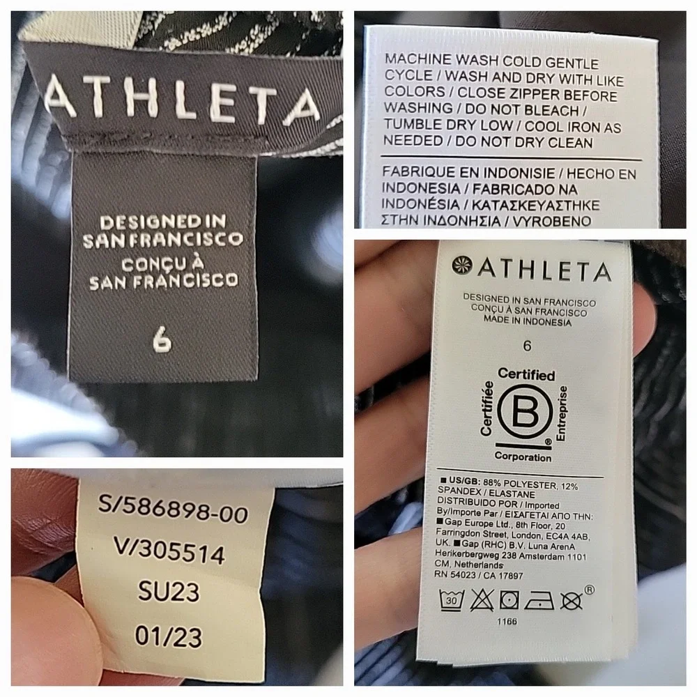 Athleta Arrival Skirt Black Plaid A-Line Elastic Waist‎ Athleisure Casual Sporty